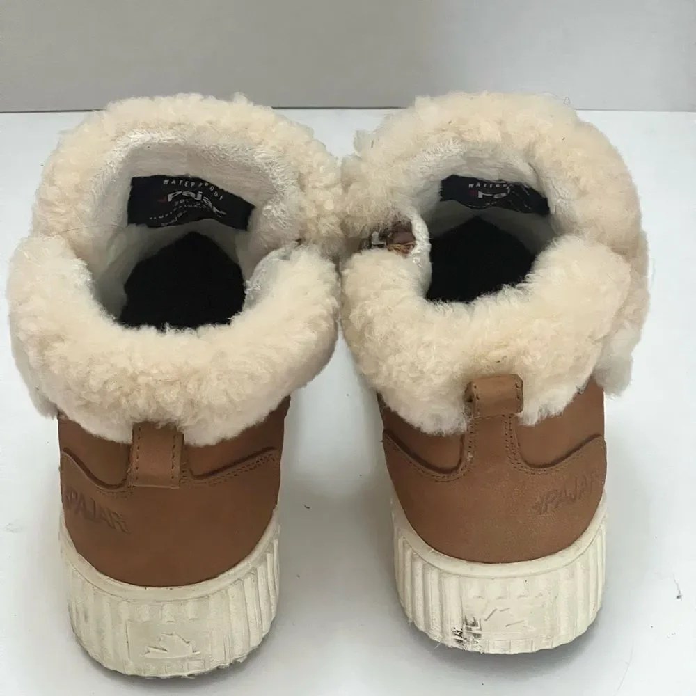 Pajar Canada Clia Leather Ankle Boots Women’s Sz 6.5 Tan Comfort Waterproof Cozy